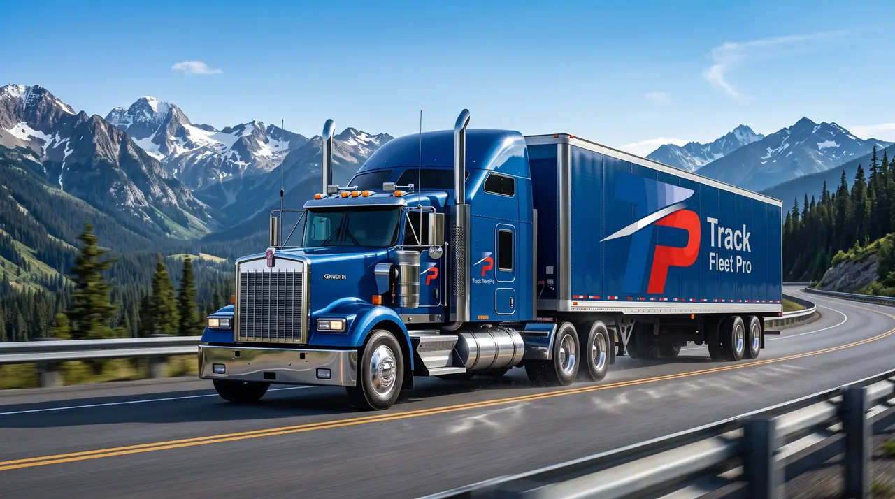Blue Track Fleet Pro 1 truck on a mountain highway